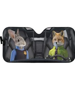 gearhumans 3D Fox And Rabbit Zootopia Custom Car Auto Sunshade GW17072 Auto Sunshade 57''x27.5'' 
