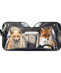 gearhumans 3D Fox Custom Car Auto Sunshade GL28072 Auto Sunshade 57''x27.5'' 