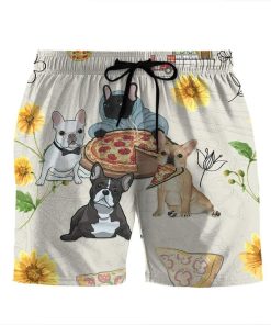 Gearhumans 3D French Bulldog Are Intrigued By Pizza Summer Beach Shorts Swim Trunks GV130720 Men Shorts Men Shorts S