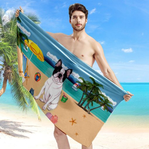 Gearhumans 3D French Bulldog Custom Beach Towel GW1205217 Towel