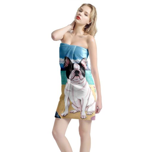 Gearhumans 3D French Bulldog Custom Beach Towel GW1205217 Towel
