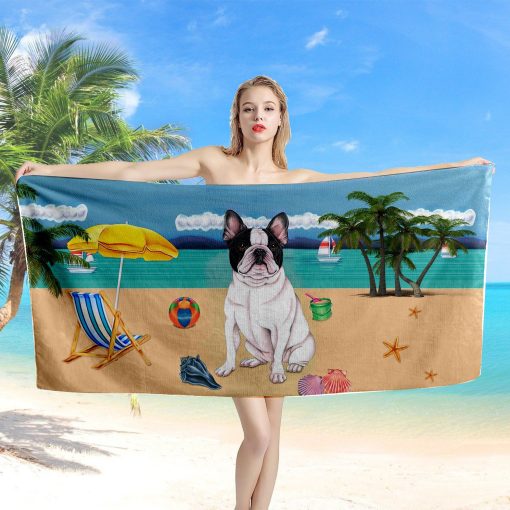 Gearhumans 3D French Bulldog Custom Beach Towel GW1205217 Towel