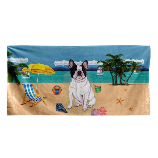 Gearhumans 3D French Bulldog Custom Beach Towel GW1205217 Towel Towel 60''x30''