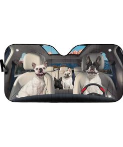 gearhumans 3D French Bulldog Family Custom Car Auto Sunshade GL23075 Auto Sunshade 57''x27.5'' 