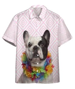 Gearhumans 3D French Bulldog Wearing Hawaiian Lei Custom Hawaii Shirt GO14052121 Hawai Shirt Short Sleeve Shirt S 