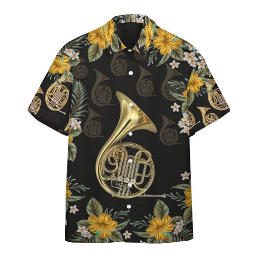 Gearhumans 3D French Horn Hawaii Shirt 1 Gearhumans 3D French Horn Hawaii Shirt GS1805216 Hawai Shirt Short Sleeve Shirt S
