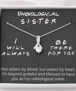 Gearhumans 3D Friendship Day Unbiological Sister Custom Hearts Necklace With Message Card GW05076 ShineOn Fulfillment Standard Box 