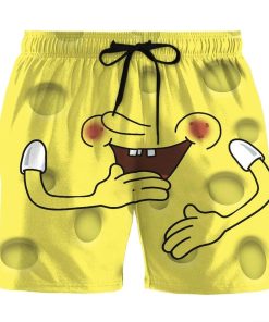 Gearhumans 3D Front And Back Surprising SpongeBob SquarePants Custom Summer Beach Shorts Swim Trunks GV19064 Men Shorts Men Shorts S 