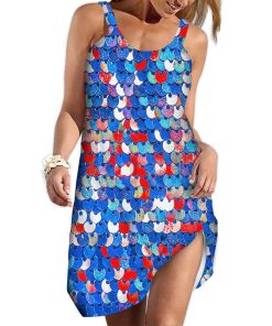 Gearhumans 3D Funky Blue Star Party On The Beach Custom Sleeveless Beach Dress GO23062113 Beach Dress Beach Dress S 