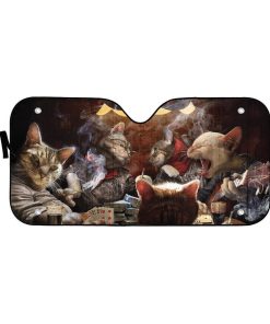 Gearhumans 3D Funny Cat Nights Out Custom Car Auto Sunshade GO23042123 Auto Sunshade 57''x27.5'' 