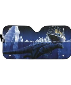 Gearhumans 3D Funny Godzilla Hits Titanic Custom Car Auto Sunshade GO28042121 Auto Sunshade 57''x27.5'' 