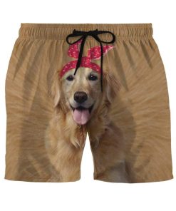 Gearhumans 3D Funny Golden Retriever Custom Beach Shorts Swim Trunks GL08063 Men Shorts Men Shorts S 