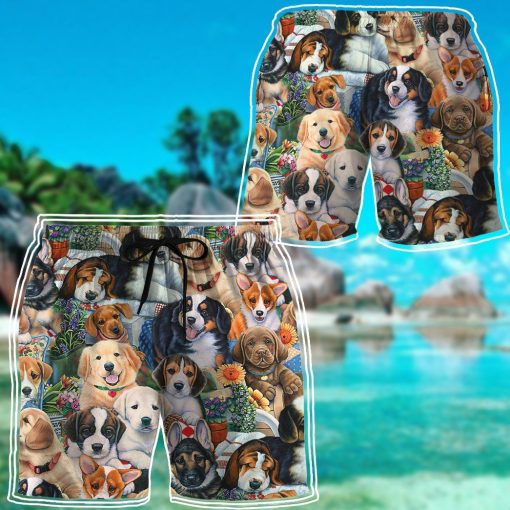Gearhumans 3D Garden Puppies Custom Shorts GS0605218 Men Shorts