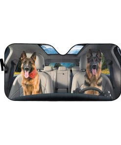 gearhumans 3D German Shepherd Dog Custom Car Auto Sunshade GV13079 Auto Sunshade 57''x27.5'' 