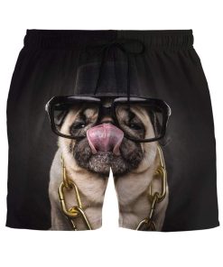 Gearhumans 3D Glasses And Hat Pug Custom Summer Beach Shorts Swim Trunks GV16065 Men Shorts Men Shorts S 