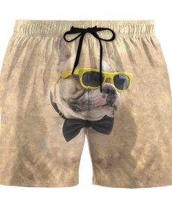 Gearhumans 3D Glasses And Tie Bulldog Custom Summer Beach Shorts Swim Trunks GV160612 Men Shorts Men Shorts S 