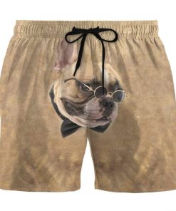 Gearhumans 3D Glasses Bulldog Face Custom Summer Beach Shorts Swim Trunks GV160610 Men Shorts Men Shorts S 