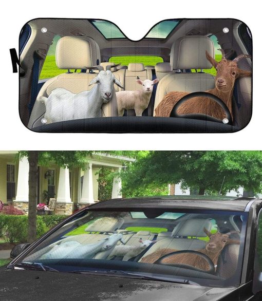 Gearhumans 3D Goat Custom Car Auto Sunshade 4 gearhumans 3D Goat Custom Car Auto Sunshade GL03083 Auto Sunshade