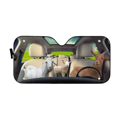 Gearhumans 3D Goat Custom Car Auto Sunshade 1 gearhumans 3D Goat Custom Car Auto Sunshade GL03083 Auto Sunshade 57''x27.5''