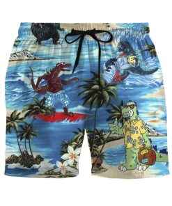 Gearhumans 3D Godzilla Custom Beach Shorts Swim Trunks GV18086 Men Shorts Men Shorts S