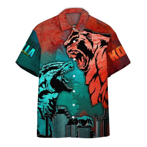 Gearhumans 3D Godzilla vs Kong Hawaii Shirt ZZ01045 Hawai Shirt Short Sleeve Shirt S