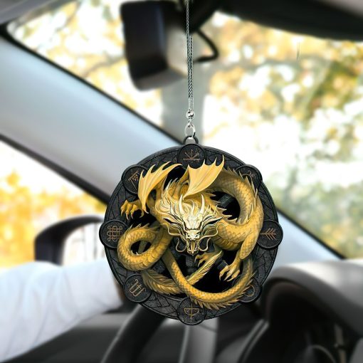 Gearhumans 3D Golden Asian Dragon Car Hanging GJ25052107 Car Hanging