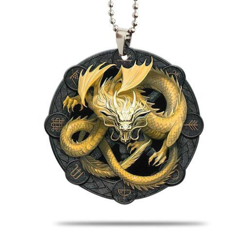 Gearhumans 3D Golden Asian Dragon Car Hanging GJ25052107 Car Hanging Car Hanging/1 Pack