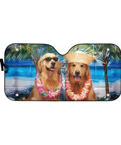 Gearhumans 3D Golden Dog Days Of Summer Custom Car Auto Sunshade GO29042112 Auto Sunshade 57''x27.5'' 