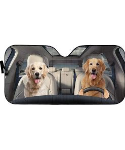 gearhumans 3D Golden Retriever Custom Car Auto Sunshade GW16075 Auto Sunshade 57''x27.5'' 