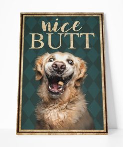 Gearhumans 3D Golden Retriever Dog See Your Nice Butt Custom Canvas GO05052111 Canvas 1 Piece Non Frame M