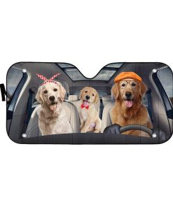 gearhumans 3D Golden Retriever Dogs Custom Car Auto Sunshade GW12068 Auto Sunshade 57''x27.5'' 