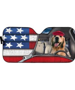 gearhumans 3D Golden Retriever Flag Custom Car Auto Sunshade Custom Car Auto Sunshade GL10078 Auto Sunshade 57''x27.5'' 