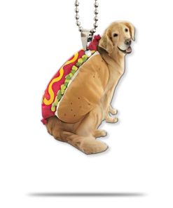 Gearhumans 3D Golden Retriever Hotdoggo Custom Car Hanging GO26052112 Car Hanging Car Hanging/1 Pack