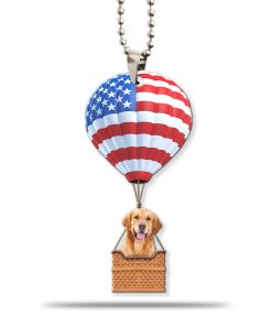 Gearhumans 3D Golden Retriever In Hot Air Balloon Custom Car Hanging GW2605213 Car Hanging Car Hanging/1 Pack 
