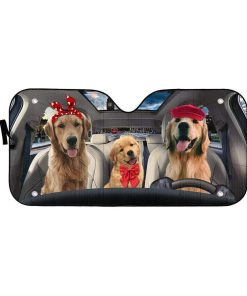 gearhumans 3D Golden Retriever Pinic Time Custom Car Auto Sunshade GL22067 Auto Sunshade 57''x27.5'' 