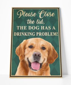 Gearhumans 3D Golden Retriever Please Close The Lid Custom Canvas GW05053 Canvas 1 Piece Non Frame M