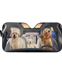 gearhumans 3D Golden Retriever Puppy Car Auto Sunshade GS16077 Auto Sunshade 57''x27.5''