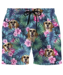 Gearhumans 3D Golden Retriever Tropical Hawaii Custom Beach Shorts Swim Trunk GW15077 Men Shorts Men Shorts S