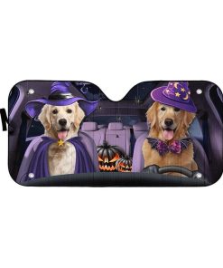 gearhumans 3D Golden Retrievers Family Dog Hallowen Custom Car Auto Sunshade GV030822 Auto Sunshade 57''x27.5'' 