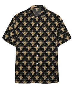 Gearhumans 3D Golden Royal Bees In Black Custom Hawaii Shirt GO31052112 Hawai Shirt Short Sleeve Shirt S 