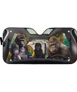 gearhumans 3D Gorilla Family Custom Car Auto Sunshade GS23066 Auto Sunshade 57''x27.5'' 