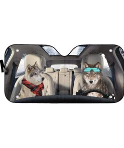 gearhumans 3D Gray Wolves Custom Car Auto Sunshade GS01073 Auto Sunshade 57''x27.5'' 