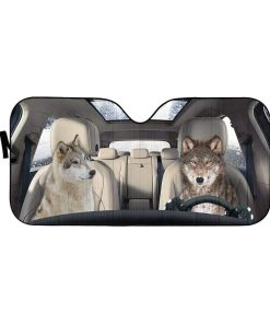 gearhumans 3D Gray Wolves v2.0 Custom Car Auto Sunshade GS1701 Auto Sunshade 57''x27.5'' 