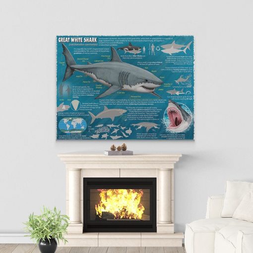 Gearhumans 3D Great White Shark Canvas ZK1905218 Canvas