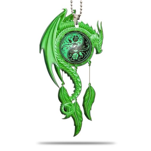 Gearhumans 3D Green Dragon Dreamcatcher Car Hanging GJ27052110 Car Hanging Car Hanging/1 Pack