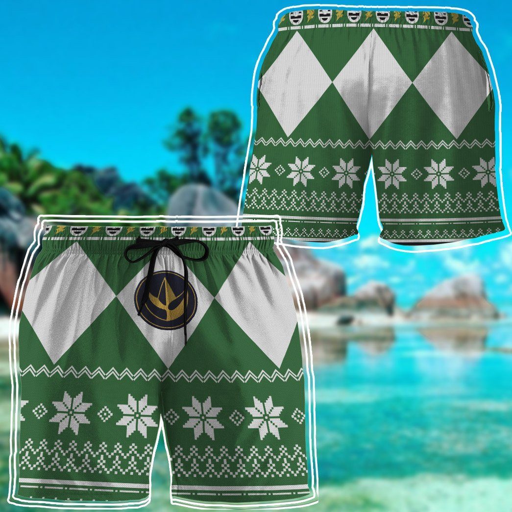 Gearhumans 3D Green Power Ranger Hawaii Shorts 4 Gearhumans 3D Green Power Ranger Hawaii Shorts ZB260324 Men Shorts