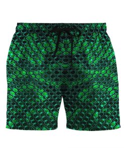 Gearhumans 3D Green Snake Skin Custom Beach Shorts Swim Trunks GO10052131 Men Shorts Men Shorts S 