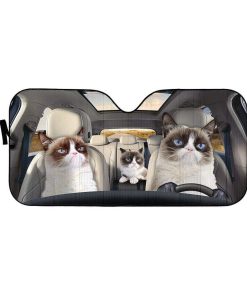 gearhumans 3D Grumpy Cat Custom Car Auto Sunshade GL230713 Auto Sunshade 57''x27.5'' 