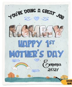 Gearhumans 3D Happy 1st Mothers Day Gift Custom Name Blanket GO090412 Blanket Blanket M(51''x59'') 