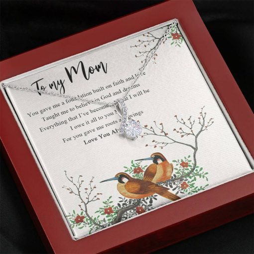 Gearhumans 3D Happy Mothers Day Alluring Beauty Necklace GO22042119 ShineOn Fulfillment Mahogany Style Luxury Box